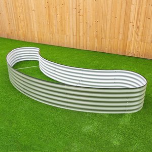 Kit de cama elevada de jardín de Metal corrugado Modular en forma de Luna alta de 17 pulgadas Caja de maceta galvanizada Aluzinc para exteriores