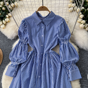 Camicia coreana per le donne manica lunga impero frangia abito di pizzo - Product Image 2