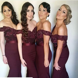 Morili مخصصة الدانتيل كاب كم قبالة الكتف بورجوندي الأزرق الملكي الشيفون حورية البحر طويل وصيفة الشرف فساتين MBLB14 - Product Image 6