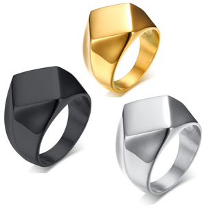Anel Masculino <span class=keywords><strong>Punk</strong></span> Retrô da Fábrica Zhongzhe, Tamanhos 4-15, Anéis de Sinete Góticos Geométricos de Aço Inoxidável Personalizados com Gravação para Homens - Product Image 3
