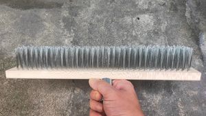 <b>Deck</b> & Floor Cleaning <b>Brush</b> with Stainless Steel Wire, Long Handle Outdoor Broom for Concrete, Wood, Stone Surfaces - Product Image 5