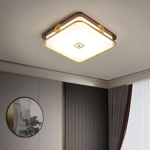 Chinese Style <b>Ceiling</b> <b>Light</b> Led Rectangular Living Room And Dining Room Modern Lighting With Gold Trim And Wooden Frame - Product Image 2