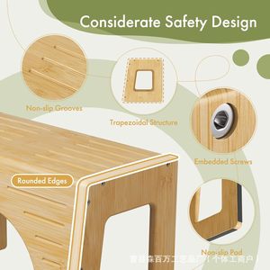 <b>Bamboo</b> Wood Toilet <b>Stool</b> For Kids Natural Color Large Square Type Dual Purpose Footrest Height Increasing Bathroom Step - Product Image 4