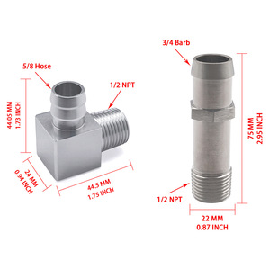 Connecteur de tuyau de pompe à eau en alliage d'aluminium, tuyau 5/8, 1/2 NPT, 3/4 Barb, pour système de refroidissement Chevrolet, pièce de rechange - Product Image 1