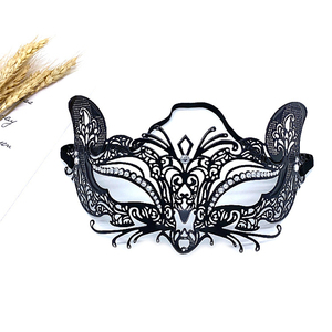 Maschera in Metallo con Strass, Copricapo da Donna a Mezza Faccia con Occhi di Tigre, Accessorio per Cosplay, Mascherata, Halloween e Spettacoli Teatrali - Product Image 1