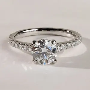 Vvs Moissanite Diamant 925 Sterling Zilver 18K Verguld Wit Goud Solitaire Verlovingstrouwring Voor Dames Heren Sieraden