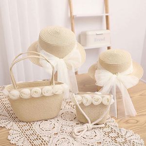 2024 New Style Straw <b>Hat</b> With Wicker Bow Outdoor <b>Wedding</b> Sunscreen Parent-Children Straw <b>Hat</b> and Bag Set <b>for</b> Summer - Product Image 2