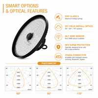 Lámpara LED High Bay UFO de 100W, 120W, 150W, con Lente de PC Liteon 5050, 4000K, 200 lm por W, IP65, IK08, Garantía de 7 Años, desde Almacén en Alemania