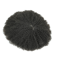 Prothèse Capillaire Afro Bouclée 6mm, Système de Remplacement Capillaire en Peau PU 0.06mm pour Hommes Noirs, Cheveux Humains Indiens Réels