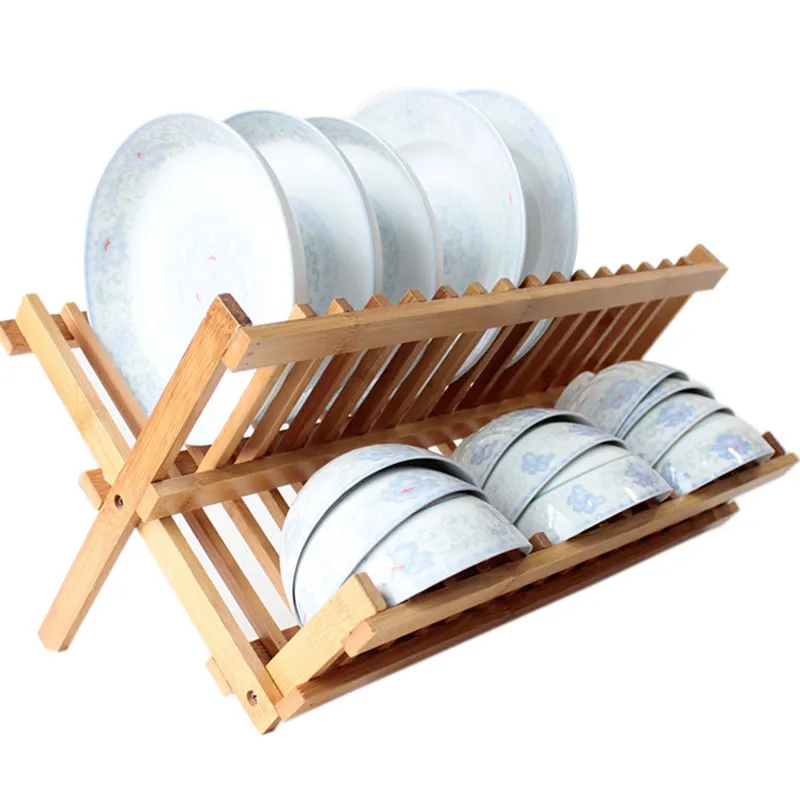 Faltbare Bambus Ablauf Rack, Küche Gericht Platte Holz Erweiterbar Utensilien Halter Arbeitsplatte Gericht Drain Rack/