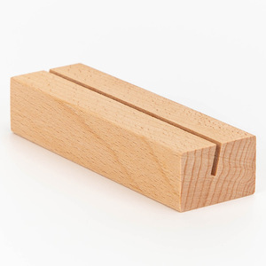 Wooden Card Holder Beechwood Business Card Stand Office Desk Organizer Note Display Rack - Product Image 4