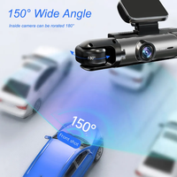 Caméra embarquée 3 canaux 1080p avec caméra avant et arrière, boîte noire de voiture avec contrôle par application Wifi, vision nocturne infrarouge pour voitures