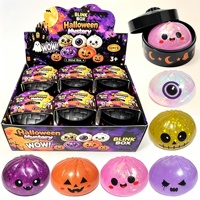 Nouveau Jouet Squishy Halloween 2026 : Citrouille Scintillante, Œil, Mini Balle à Presser Anti-Stress, Jouet Sensoriel en Silicone Souple Unisexe pour Filles et Garçons