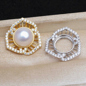 Accessoire en argent S925, fleur de rose, perle Mabe, pendentif vide à faire soi-même, support de pendentif, 11,7-11,9, accessoire 5739 - Product Image 1