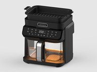 Friteuse à air 5,5 L avec panier vapeur, panier en verre transparent, cuisson visuelle, panneau tactile multifonction pour la cuisson, la rôtissage et la grillade
