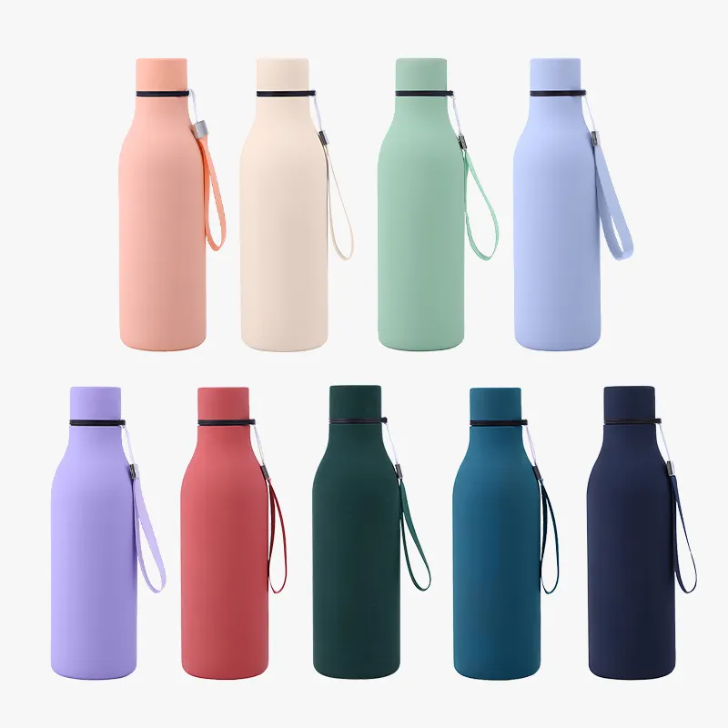Custom logo Eco friendly 550ml vacuum sports double wall copper stainless steel thermo cola shape drink insulated water bottles