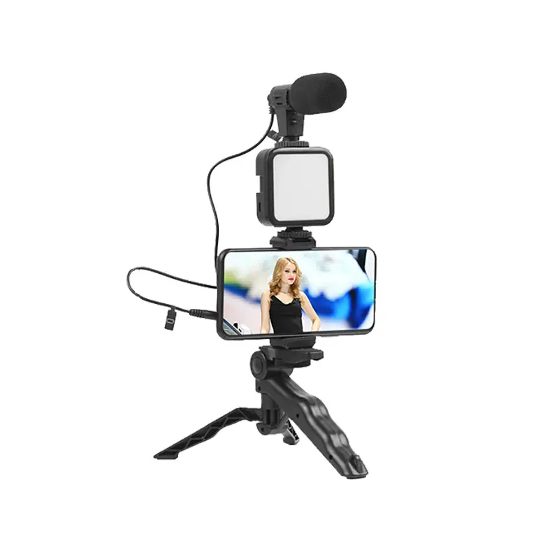 Vlog Beginners Smartphone Phone Video Kit Led Light Microphone Tripod Hands Free Blog Camera Travel video lighting kit