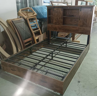 Lit double en bois et métal facile à assembler pour appartement, chambre à coucher, hôtel, taille Twin XL, prix d'usine, avec tiroirs