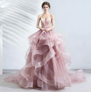 महिलाओं के लिए लक्जरी गुलाबी पीछे शाम की पोशाक पोशाक, नई सुरुचिपूर्ण सेक्सी सस्पेंजर बैकलेस शो स्टेज होस्ट लंबी पार्टी पोशाक - Product Image 3