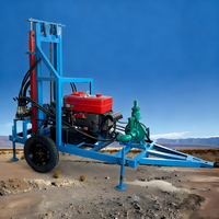 Foreuse hydraulique diesel portable sur roues pour puits d'eau, profondeur 300 m, avec moteur 74 CV et pompe 25 m/h