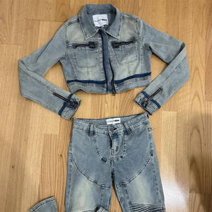 2024 femmes printemps vêtements Vintage Denim veste col rabattu coupe ample Jean veste pour femmes femmes veste pantalon - Product Image 1