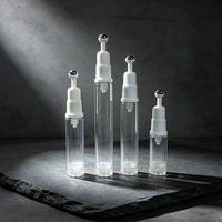 Flacon pompe airless à bille en gros, contenant cosmétique pour sérum et crème contour des yeux, transparent rechargeable avec bille métallique