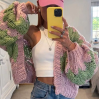 Pull cardigan en tricot pour femme, manches évasées, style coréen, vêtements personnalisés