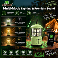ELETREE Lampe de camping LED portable rechargeable 4000mAh avec haut-parleur Bluetooth, autonomie de 13h, pour le camping, les voyages et la randonnée