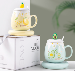 Cute High-Color Tea Cup Set <b>Ceramic</b> Tea Cup Constant Temperature With <b>Lid</b> Gift Tray Business Gifts <b>for</b> Hot Beverages - Product Image 3