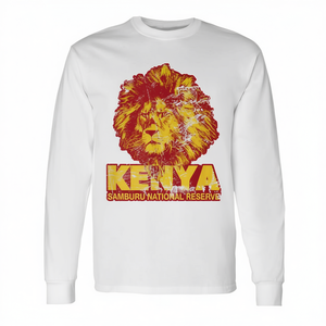 T-shirt promotionnel à manches longues Samburu Lion Reserve Kenya Afrique, style safari rétro - Product Image 2