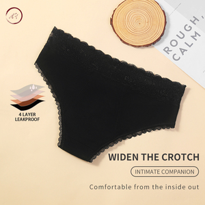 OEM/ODM Bragas mutandine mestruali biancheria intima a tenuta stagna 4 strati a vita bassa in pizzo comode donne cotone mutandine d'epoca - Product Image 4