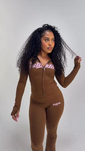 C0264 Hot Selling Fashion Letter Gedruckte Langarm-Reißverschluss-Strickjacke Sexy Slim Fit Hose mit Leoparden muster - Product Image 4