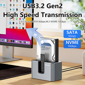 <span class=keywords><strong>Adaptador</strong></span> de 2,5 de aluminio externo de doble Bahí<span class=keywords><strong>a</strong></span> NVME SSD SATA SSD HDD Cloner Recinto Compatible con <span class=keywords><strong>disco</strong></span> <span class=keywords><strong>duro</strong></span> PCIE 3,5 10Gbps - Product Image 4