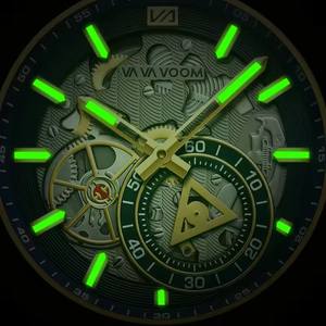 VA VOOM 2734 uomini di lusso blu quarzo 41mm quadrante cavo luminoso in acciaio inossidabile <span class=keywords><strong>Timer</strong></span> in esecuzione secondi Casual moda regalo orologio - Product Image 2