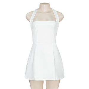 Robes d'été décontractées élégantes pour femmes matures, robe de bureau élégante à col halter sans manches, mini-robe sexy - Product Image 2