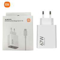 Chargeur portable Xiaomi 67W double port Gan Turbo USB-C et USB-A, adaptateur secteur à charge rapide pour téléphone portable Xiaomi