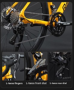 Vélo de route sport en aluminium 700C 25C pour adultes, freins à disque doubles, système de transmission 16 vitesses, guidon pliable bilatéral - Product Image 5