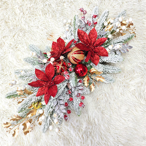 Giáng sinh trang trí cầu thang Garland nhà cảnh sắp xếp giáng sinh bóng đỏ Hoa đổ xô Vòng Hoa - Product Image 4