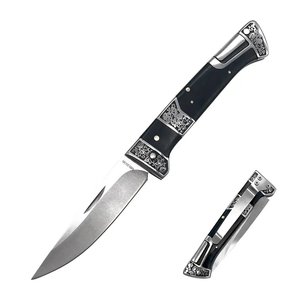 Coltello da tasca pieghevole portatile in acciaio inossidabile con manico in legno Coltello da sopravvivenza per campeggio all'aperto con supporto personalizzato - Product Image 1