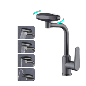 Grifo de Lavabo Multifunción con Rotación de 360°, Carrete de Cerámica de Acero Inoxidable Cepillado, Cuatro Modos de <span class=keywords><strong>Cascada</strong></span>, Sensor Táctil, para Uso en Salas - Product Image 6