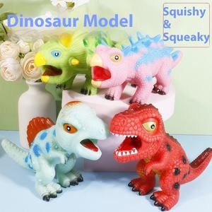 Jouet réaliste de compression de dinosaure pour enfants Tyrannosaurus en caoutchouc souple avec pour <span class=keywords><strong>Jurassic</strong></span> <span class=keywords><strong>World</strong></span> Triceratops inspiré Frozen - Product Image 1