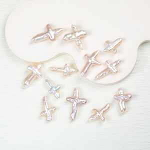New Baroque Cross <b>Loose</b> <b>Beads</b> Natural Freshwater White Pearl DIY Accessories Wholesale - Product Image 2
