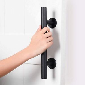 Poignée de porte de grange carrée WEKIS en acier noir moderne pour porte de garage, abri, cuisine, placard, atelier, appartement - Product Image 4