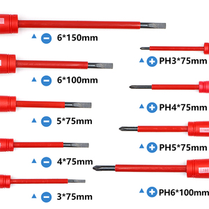 Jeu de Tournevis Isolé Magnétique Haute Précision Multi-Embouts Plats et <span class=keywords><strong>Phillips</strong></span> Fendues, Outil à Main CR-V 1000V pour Électricien (9 Pièces) - Product Image 6
