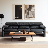 Ensemble de salon Timberight de haute qualité, design italien luxueux, 3 places, minimalisme italien, cuir véritable, coussins doux