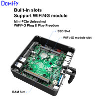 Domify ISO2 Mini PC sans ventilateur Intel Celeron J1900 2COM HD-MI VGA 256GB Win10 Linux Ordinateur de contrôle industriel PC industriel Stock