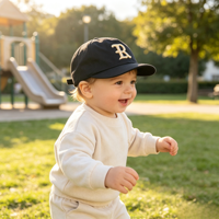 Casquette de baseball plate brodée haut de gamme pour enfants, logo personnalisé, en coton, 5 panneaux, non structurée, pour tout-petits, vente en gros de casquettes Gorras