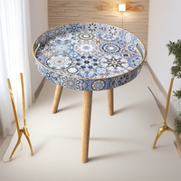 Table d'appoint de style bohème moderne avec pieds amovibles en bois de 40cm, petite table à café ou à thé pour le salon