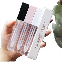 Vente en gros de flacons carrés vides pour gloss à lèvres avec boîte d'emballage, tubes de gloss transparents givrés, logo personnalisé, petites commandes acceptées
