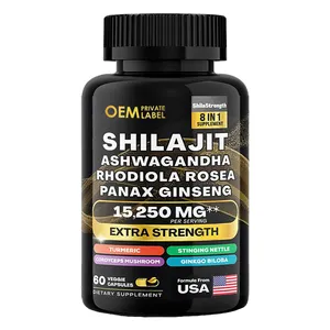 8 In 1 Shilajit Extract Powder Supplement 20% Fulvic Acid Pure Himalayan Shilajit Capsules With Ashwagandha Ginseng